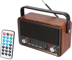 Lamex Radio . Radijas PRZENOŚNE RABA RETRO BLUETOOTH, FM, USB, SD, AUX Z PILOTEM, BRĄZOWE LX510BTB