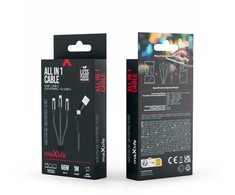 Maxlife ALLin1 kabelis USB + USB-C - Lightning + 2x USB-C 1,0 m 66W juodos spalvos