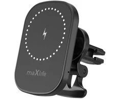 Maxlife automobilinis laikiklis oro grotelėms MXCH-16 magnetinis su belaidžiu įkrovimu juodos spalvos 15W