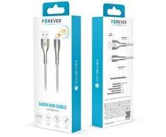 Forever Sleek kabelis USB - Lightning 1,0 m 2.4A baltos spalvos