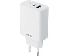Maxlife MXTC-10-20AC PD QC įkroviklis 1x USB-C 1x USB 20W baltos spalvos