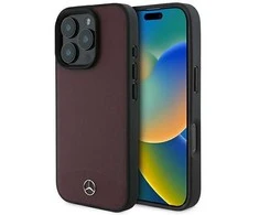 Mercedes Textured And Plain Leather MagSafe case Apple iPhone 16 Pro - dėklas telefonui raudonos spalvos