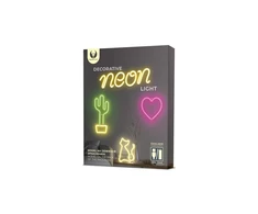 Sieninis šviestuvas Neon LED Light Katė rožinė Bat + USB FLNE04 Forever Light