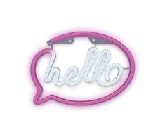 Neoninis LED šviestuvas HELLO pink baltas Bat + USB FLNE15 Forever Light