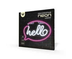 Neoninis LED šviestuvas HELLO pink baltas Bat + USB FLNE15 Forever Light