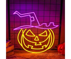 TelForceone Neoninė PLEXI LED PUMPKIN WITCH violetinės spalvos inė oranžinė FPNE17"Forever" šviesiai
