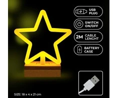 TelForceone Forever LED NEON kalėdinė dekoracija ŽVAIGŽDĖ, šiltai balta, 5V USB / 3xAA