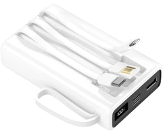 Setty išorinė baterija 20000 mAh su laidais SPB-LC-220 balta