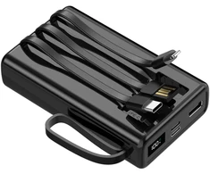 Setty išorinė baterija 20000 mAh su laidais SPB-LC-220 juoda