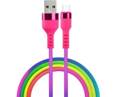 TelForceone "Setty" USB - USB-C kabelis 1,2 m 2,1 A KNA-C-1.22.113 vaivorykštė