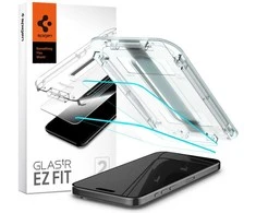 Apsauginis stiklas telefonui Apple iPhone 15 Pro Max Spigen Glas.tr „EZ Fit” 2 vnt. skaidrus