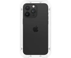 Stiklo dėklas + Spigen Glas.tR EZ Fit FC 1-Pack aplikatorius skirtas iPhone 15 Pro, su juodu rėmeliu