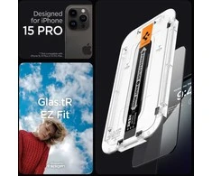 Apsauginis stiklas Spigen GLAS.TR „EZ FIT” FC 2-PACK Apple iPhone 15 Pro Juodas