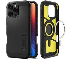 Spigen Tough Armor MagSafe su stoveliu Apple iPhone 16 Pro – dėklas telefonui juodos spalvos