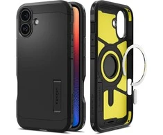 Spigen Tough Armor MagSafe su stoveliu Apple iPhone 16 Plus – dėklas telefonui juodos spalvos