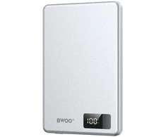 Telforceone BWOO aliuminio magnetic power bank P75 PD 20W 5000 mAh with digital display and USB-C port sidabrinis