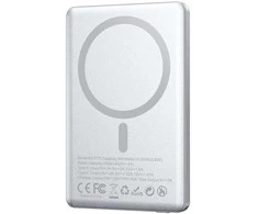 Telforceone BWOO aliuminio magnetic power bank P75 PD 20W 5000 mAh with digital display and USB-C port sidabrinis
