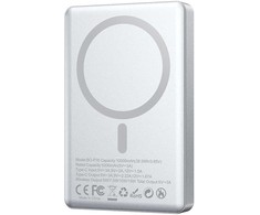 Telforceone BWOO itin plonas aliuminio magnetinis išorinis akumuliatorius P76 PD 20W 10000 mAh su skaitmeniniu ekranu ir USB-C prievadu, juodas