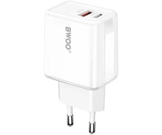 Telforceone BWOO sieninis įkroviklis CDA182 QC 38W 1x USB-A + 1x USB-C baltas