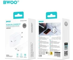 Telforceone BWOO wall charger CDA233 PD 20W 1x USB-C with USB-C - USB-C cable baltas