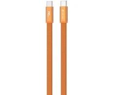 Telforceone Devia Ultra3 USB-C PD 240W metalinis austas plokščias greito įkrovimo kabelis 1,5 m oranžinis