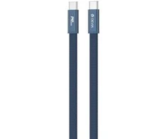 Telforceone Devia Ultra3 USB-C PD 240W metalinis austas plokščias greito įkrovimo kabelis 1,5 m mėlynas