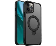 Telforceone Etteri Matt Mag Ring Apple iPhone 12 / 12 Pro 6,1" dėklas telefonui juodos spalvos
