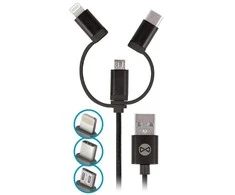 Forever 3in1 kabelis USB - Lightning + USB-C + microUSB 1,0 m 1,5A juodos spalvos