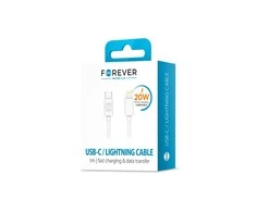 Forever kabelis USB-C - Lightning 1,0 m 20W baltos spalvos