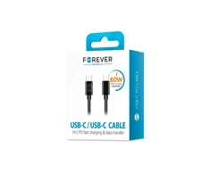 Forever kabelis USB-C - USB-C 1,0 m 60W juodos spalvos