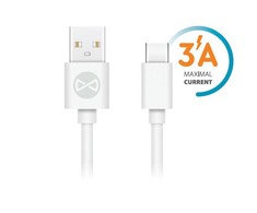 Forever kabelis USB - USB-C 1,0 m 3A baltos spalvos