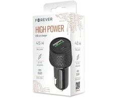 TelForceone Forever automobilinis įkroviklis 1xUSB 2,4A + 1xUSB-C PD 45W LA-04 juodas