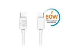 Telforceone Forever kabelis USB-C - USB-C 1,0 m 60W baltos spalvos