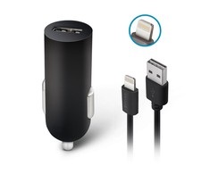 Forever M02 automobilinis įkroviklis 1x USB 2A juodos spalvos + Lightning kabelis
