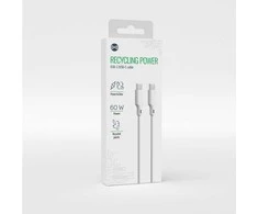 Forever Recycling Amžinai perdirbamas kabelis USB-C - USB-C 1,5m 3A KR15-CC-00 baltos spalvos