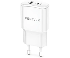 Forever TC-01-20AC PD QC įkroviklis 1x USB-C 1x USB 20W baltos spalvos