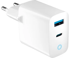 Forever TC-06-20AC PD QC įkroviklis 1x USB-C 1x USB 20W baltos spalvos