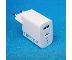 TelForceone Forever TC-06-45AC GaN PD QC įkroviklis 1x USB-C 1x USB 45W baltas