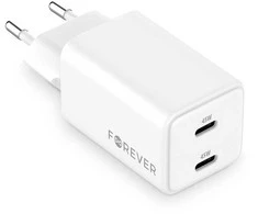 Forever TC-08-45CC GaN PD įkroviklis 2x USB-C 45W baltas