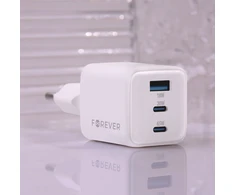 Telforceone Forever TC-08-65ACC GaN PD QC įkroviklis 2x USB-C 1x USB 65W baltos spalvos