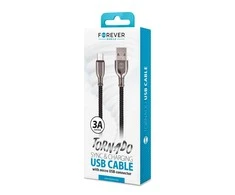 Forever Tornado kabelis USB - microUSB 1,0 m 3A juodos spalvos