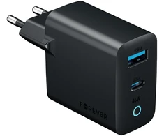 Forever Vibe-TC45AC GaN PD QC įkroviklis 1x USB-C 1x USB 45W tamsiai pilkas