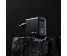 Forever Vibe-TC45AC GaN PD QC įkroviklis 1x USB-C 1x USB 45W tamsiai pilkas