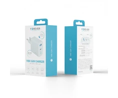 Forever Vibe-TC45AC GaN PD QC įkroviklis 1x USB-C 1x USB 45W sidabrinis
