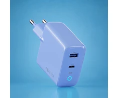 Forever Vibe-TC45AC GaN PD QC įkroviklis 1x USB-C 1x USB 45W dangaus mėlyna