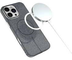 Dėklas Telforceone Glitter Thin Mag case for iPhone 14 6,1" juodas