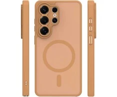 Dėklas Telforceone Mag Matt case for Samsung Galaxy S25 Ultra ruda camera protection