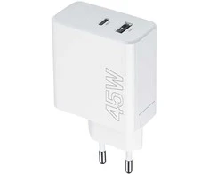 Maxlife MXTC-07-45AC PD QC įkroviklis 1x USB-C 1x USB 45W baltos spalvos