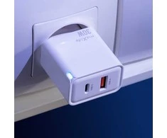 Įkroviklis Maxlife Maxlife kroviklis jungiama į tinklą GaN PD QC MXTC-09-30AC 1x USB-C 1x USB 30W balta