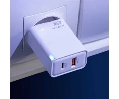 Telforceone Maxlife MXTC-09-45AC GaN PD QC įkroviklis 1x USB-C 1x USB 45W baltas
